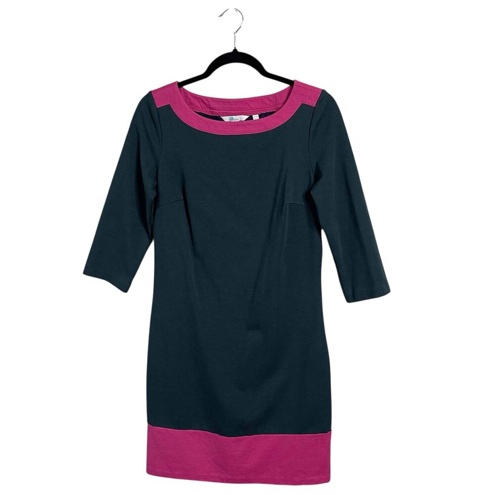 Womens Boden Siobhan Lined Ponte Shift Dress Blue Pink Colorblock Jersey Sze 6R - Picture 2 of 8